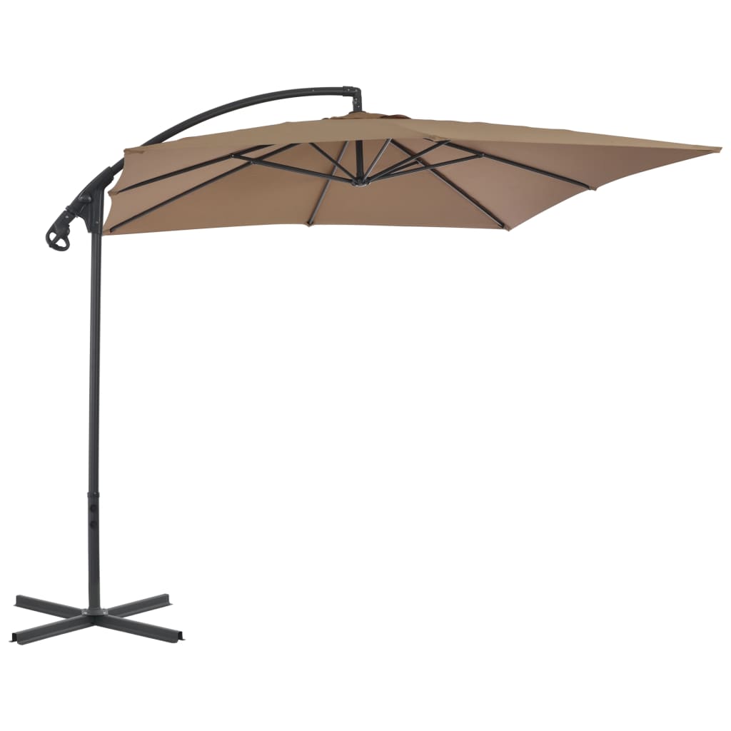 Vidaxl zweefparasol met stalen paal 250x250 cm taupe