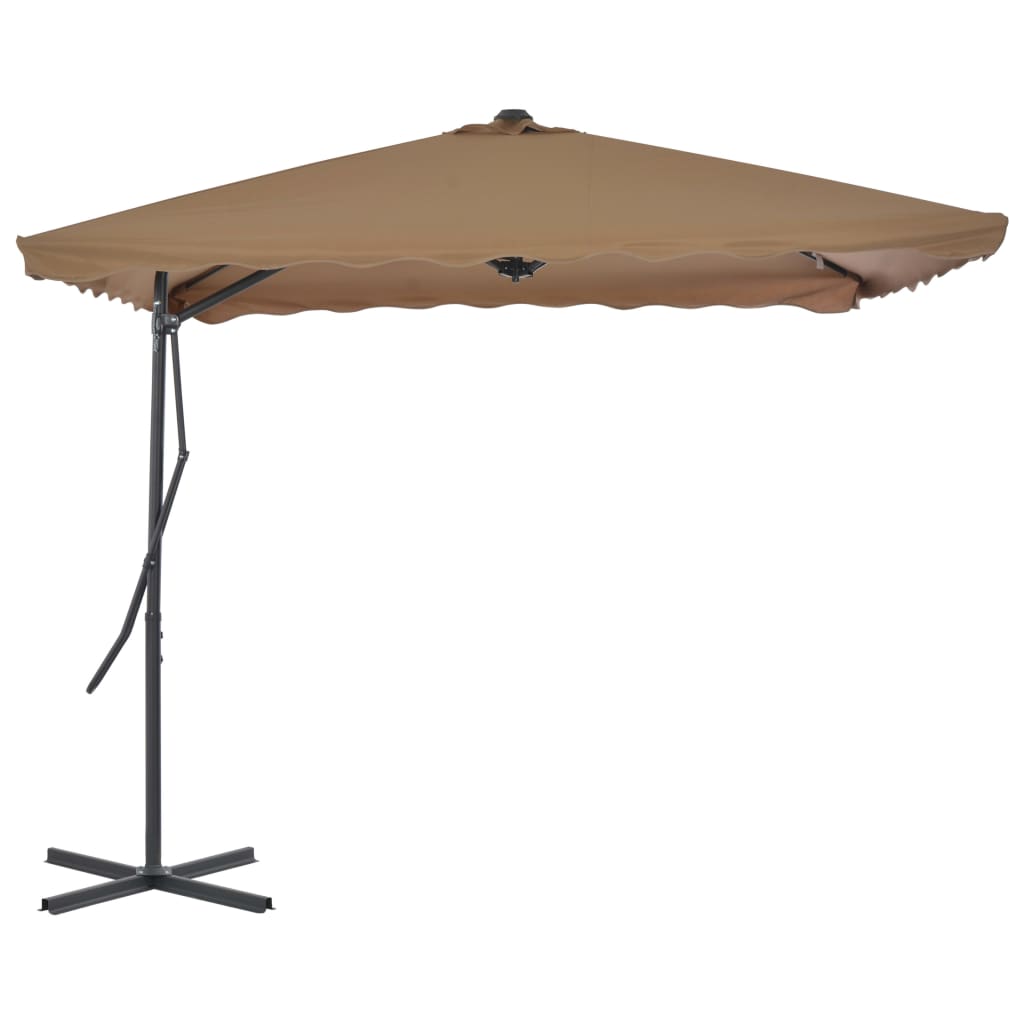 Vidaxl parasol met stalen paal 250x250 cm taupe