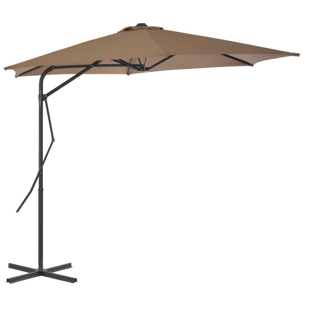 Vidaxl parasol met stalen paal 300 cm taupe