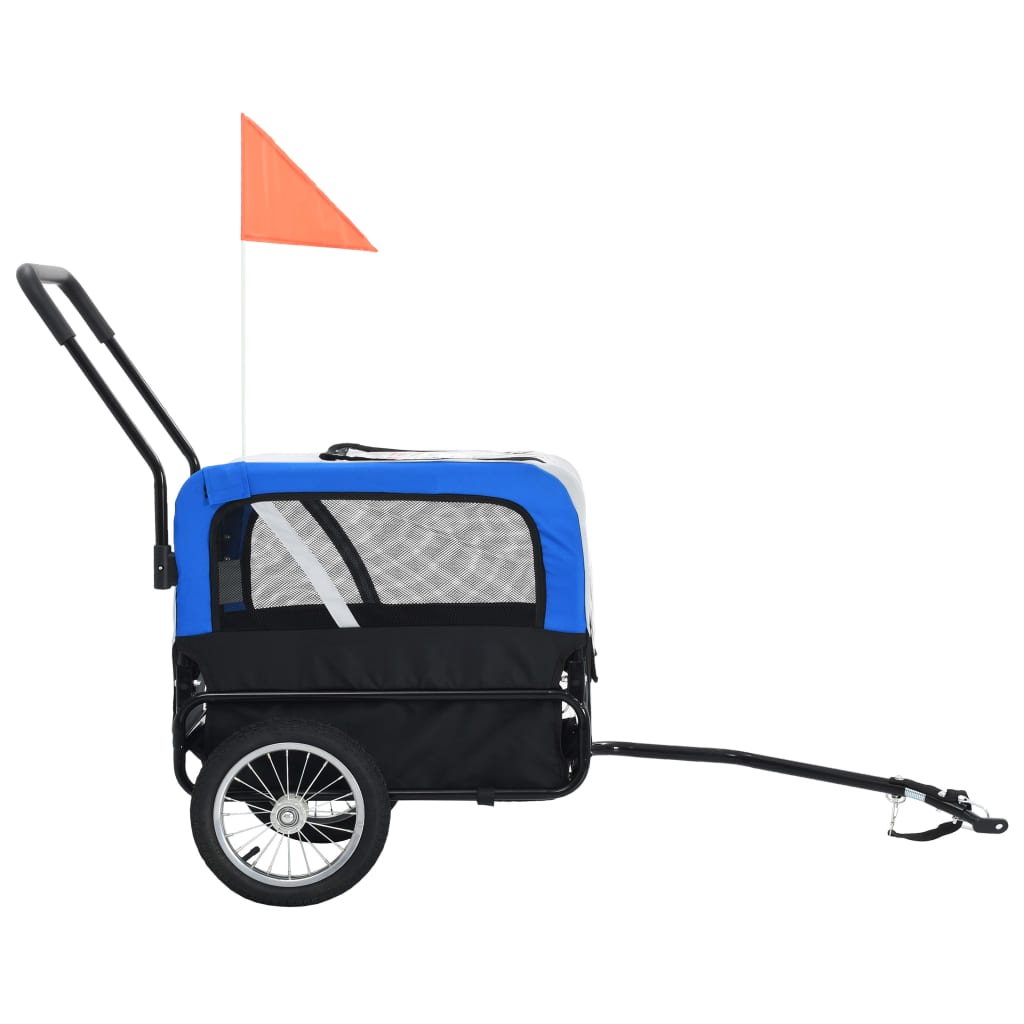 VidaXL Fietstrailer en kinderwagen 2-in-1 grijs en blauw