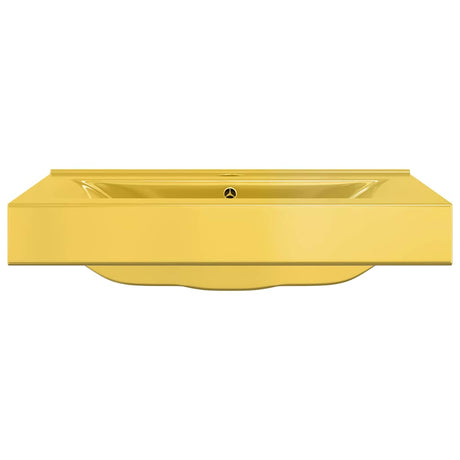 Vidaxl wastafel met overloop 60x46x16 cm keramiek goudkleurig