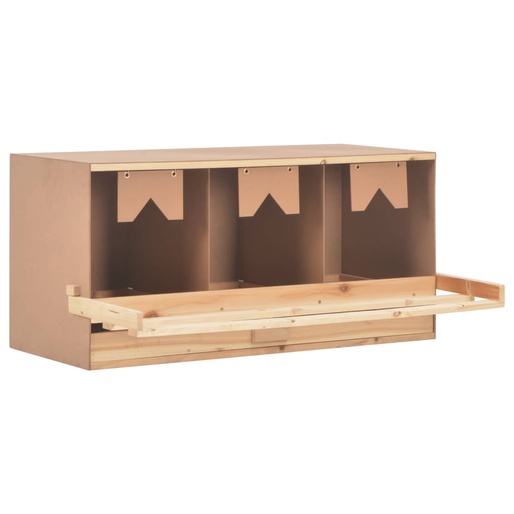 Vidaxl kippenlegkast 3 compartimenten 96x40x45 cm massief grenenhout