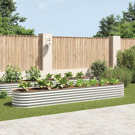 Vidaxl plantenbak verhoogd 400x80x44 cm gegalvaniseerd staal zilver