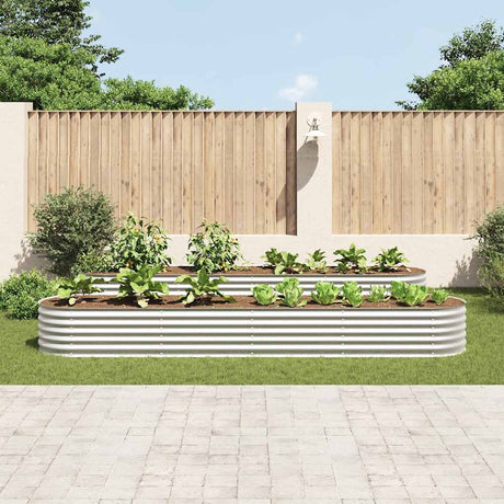 Vidaxl plantenbak verhoogd 400x80x44 cm gegalvaniseerd staal zilver