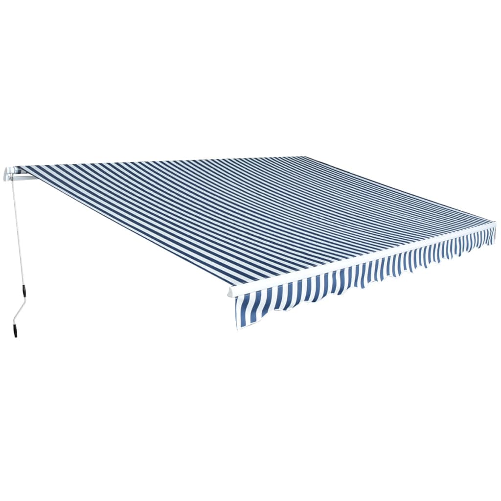 VidaXL Luifel handmatig uittrekbaar 450 cm blauw wit