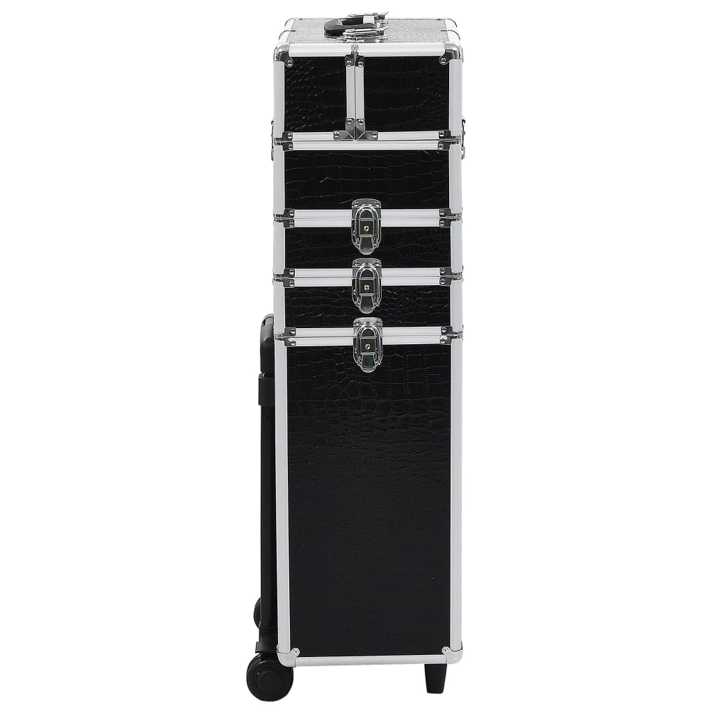 Vidaxl make-up trolley aluminium zwart met krokodillenpatroon