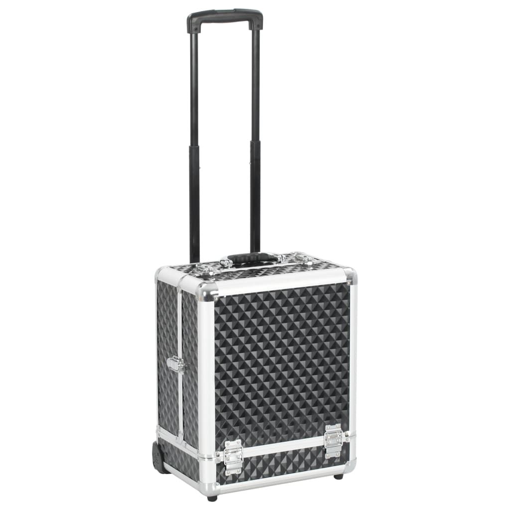 VidaXL Make-up trolley 35x29x45 cm aluminium zwart