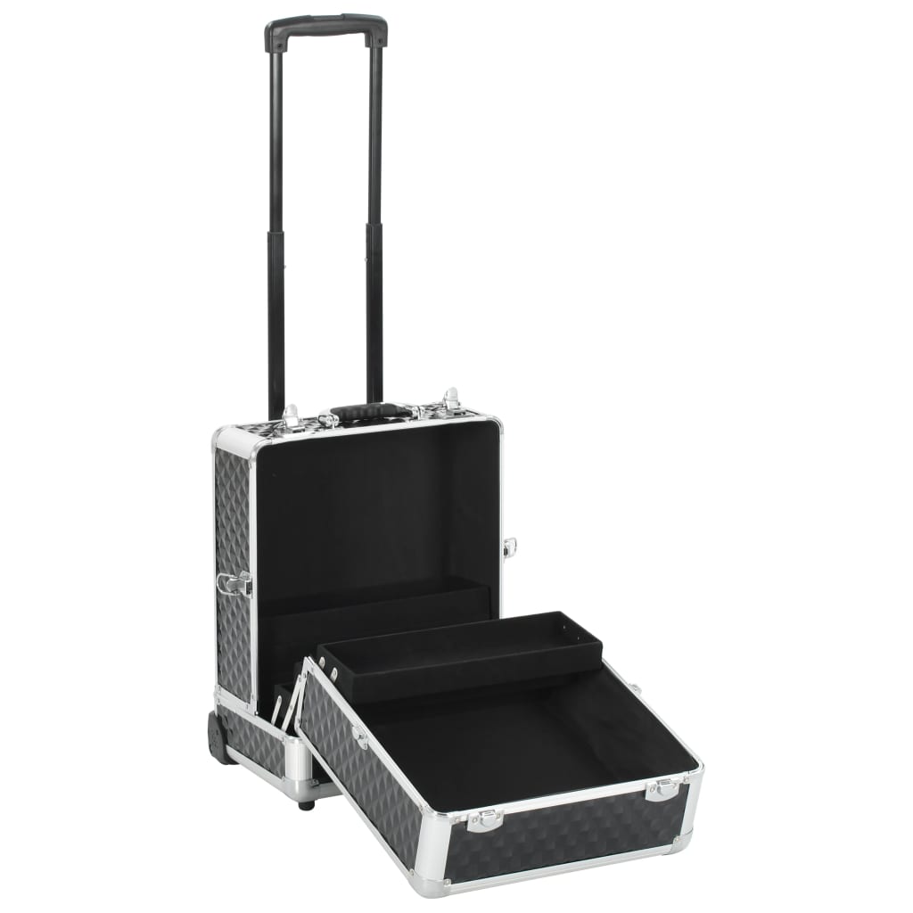 VidaXL Make-up trolley 35x29x45 cm aluminium zwart