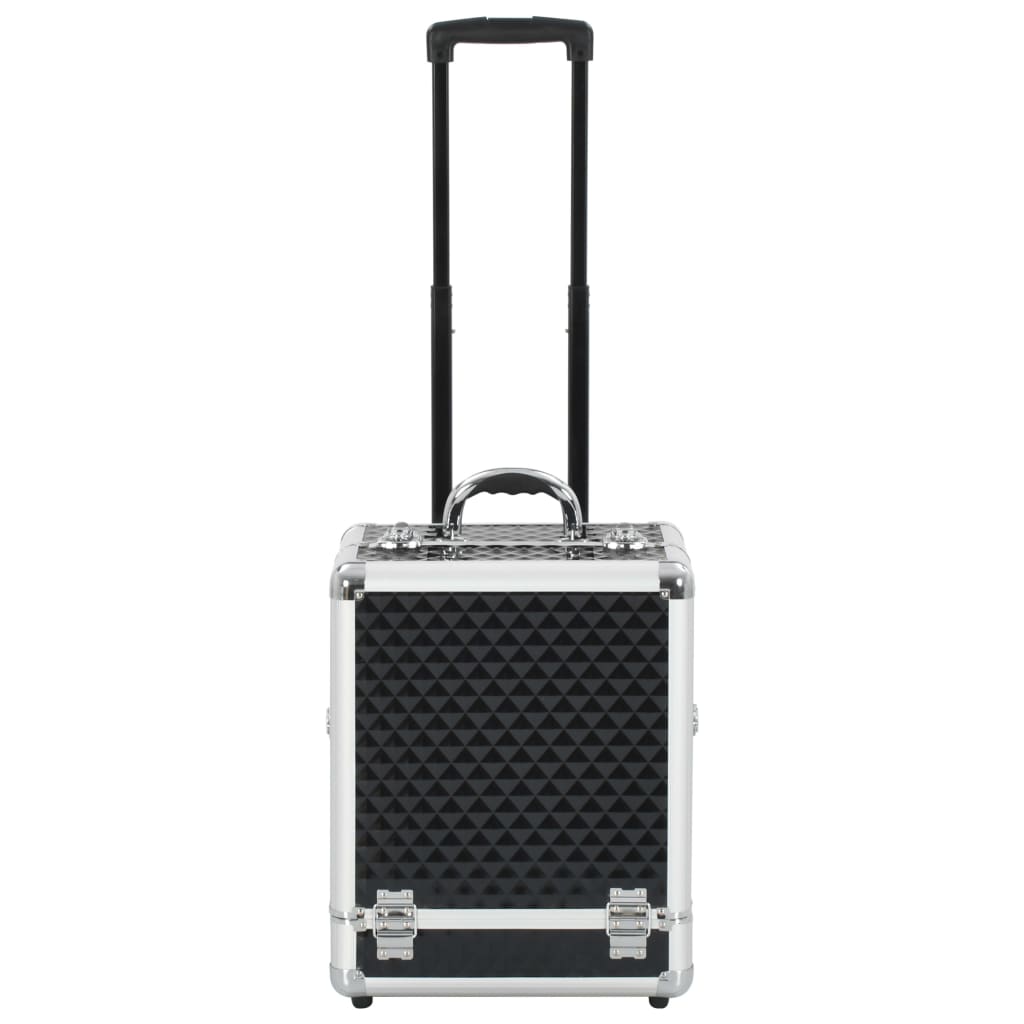 VidaXL Make-up trolley 35x29x45 cm aluminium zwart