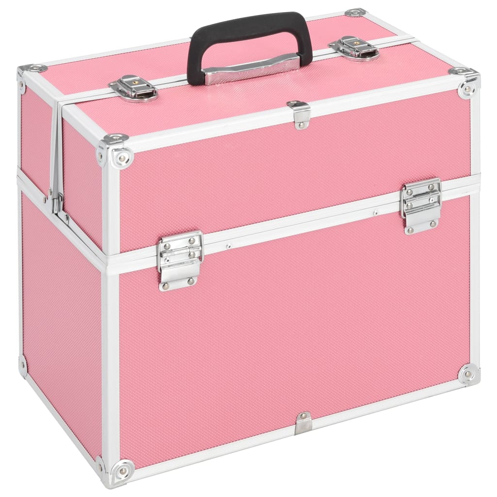 Vidaxl make-up koffer 37x24x35 cm aluminium roze