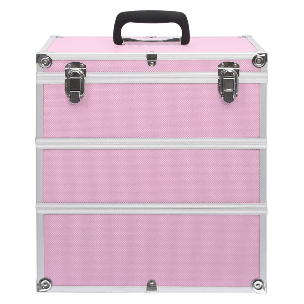 Vidaxl make-up koffer 37x24x40 cm aluminium roze