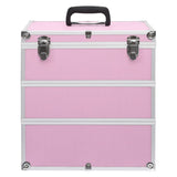 Vidaxl make-up koffer 37x24x40 cm aluminium roze