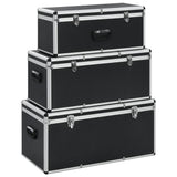 Vidaxl opbergkoffers 3 st aluminium zwart