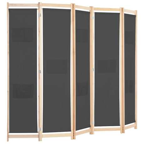 Vidaxl kamerscherm met 5 panelen 200x170x4 cm stof grijs