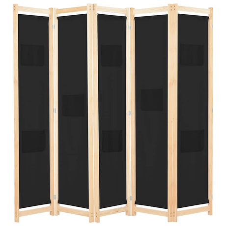 Vidaxl kamerscherm met 5 panelen 200x170x4 cm stof zwart