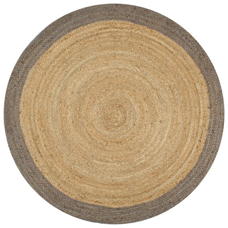Vidaxl vloerkleed handgemaakt met grijze rand 90 cm jute