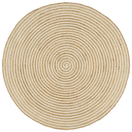 Vidaxl vloerkleed handgemaakt met spiraal ontwerp 90 cm jute wit