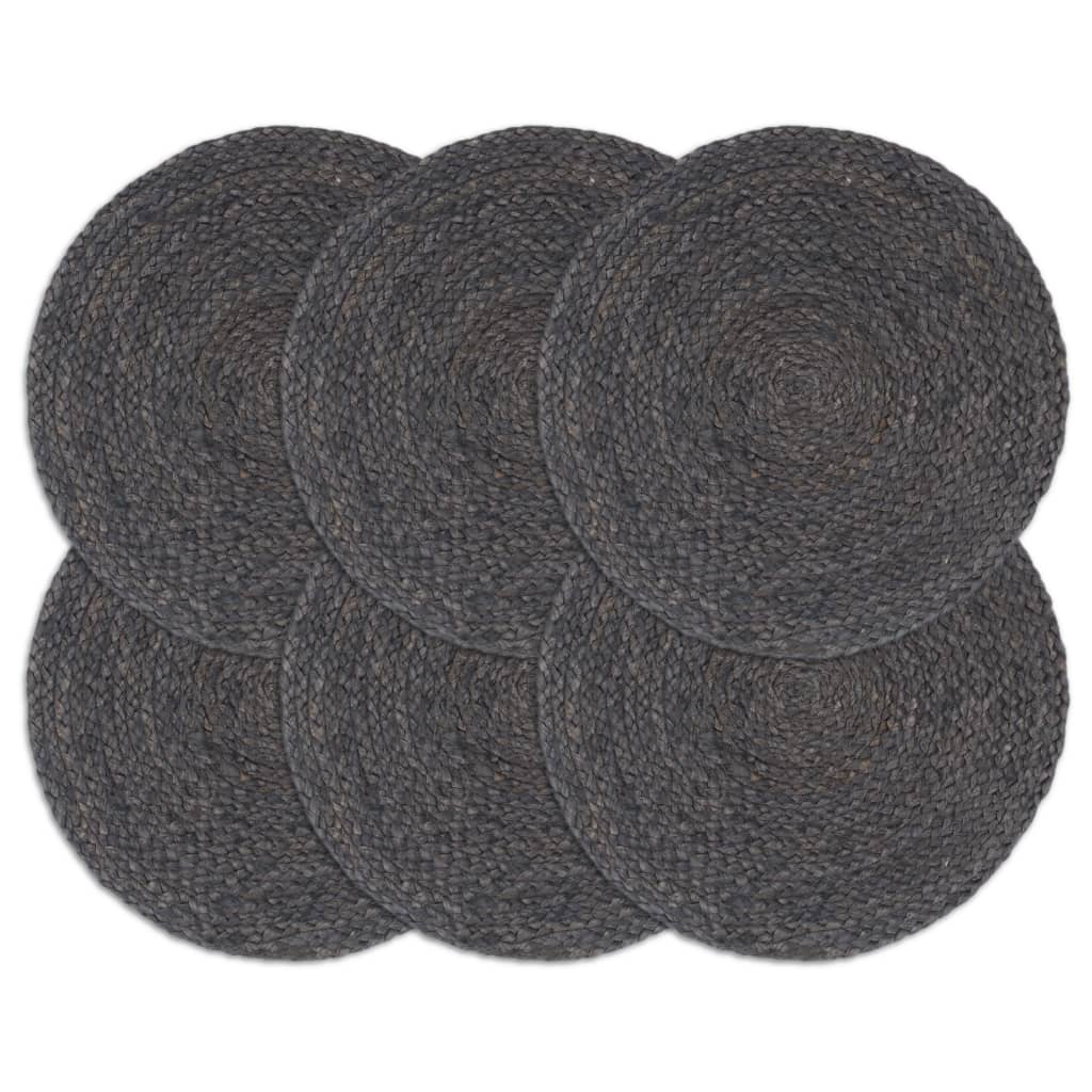 Vidaxl placemats 6 st rond 38 cm jute donkergrijs