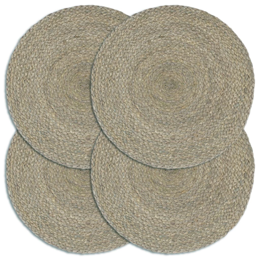 Vidaxl placemats 4 st rond 38 cm jute effen grijs