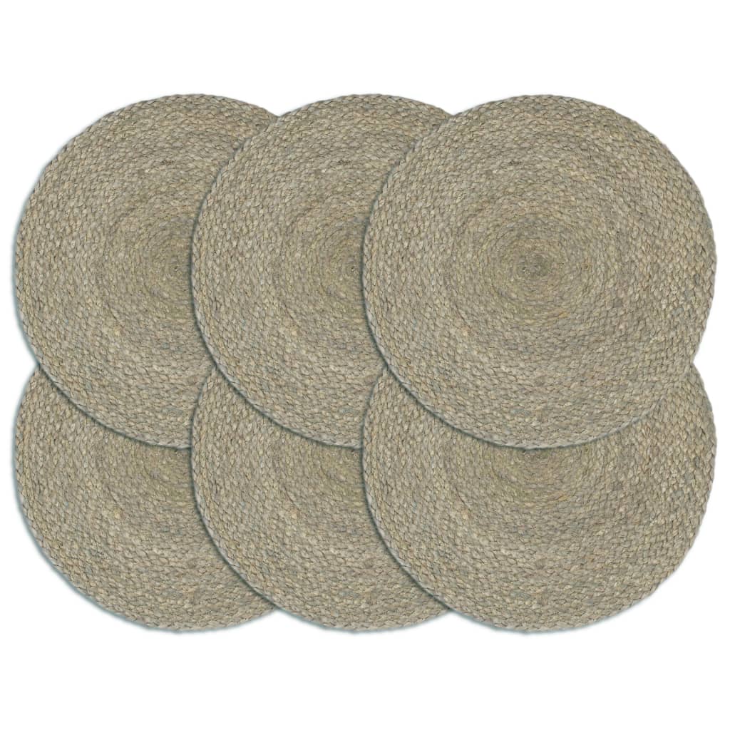 Vidaxl placemats 6 st rond 38 cm jute effen grijs