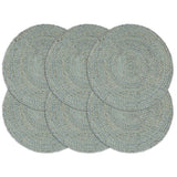 VidaXL Placemats 6 st rond 38 cm jute olijfgroen