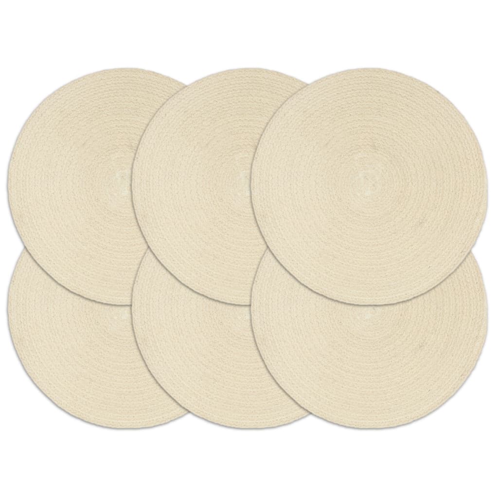 Vidaxl placemats 6 st rond 38 cm katoen natuurlijk