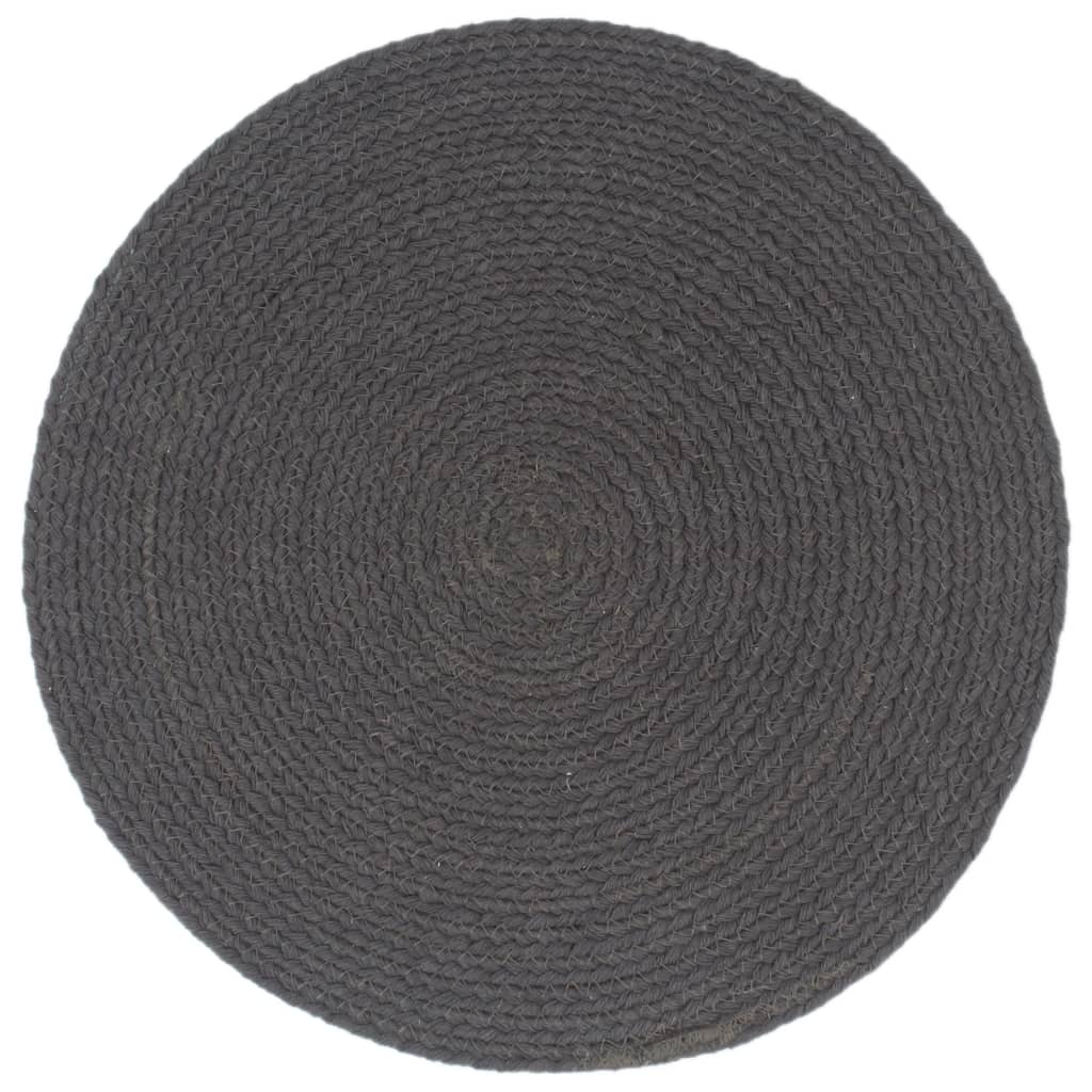 VidaXL Placemats 4 st rond 38 cm katoen effen donkergrijs