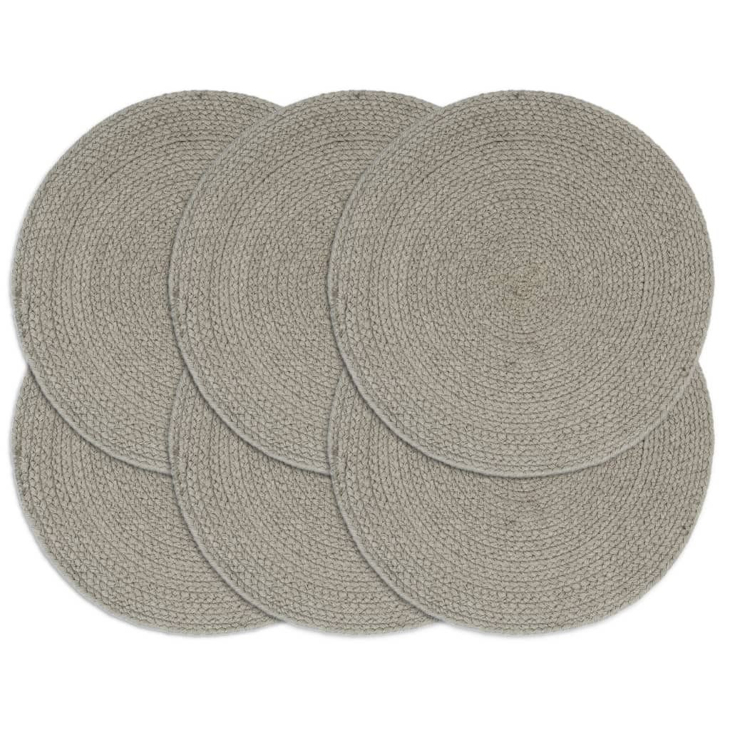 Vidaxl placemats 6 st rond 38 cm katoen effen grijs