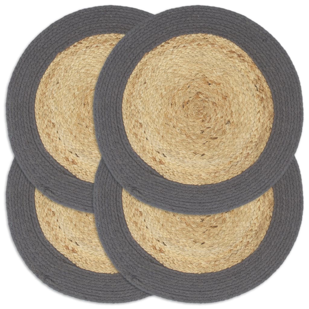 Vidaxl placemats 4 st 38 cm jute en katoen natuurlijk en antraciet