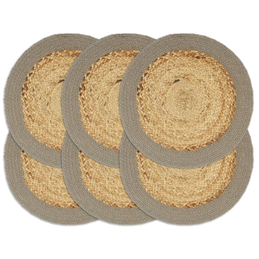 Vidaxl placemats 6 st 38 cm jute en katoen natuurlijk en grijs