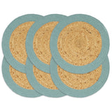 Vidaxl placemats 6 st 38 cm jute en katoen natuurlijk en groen