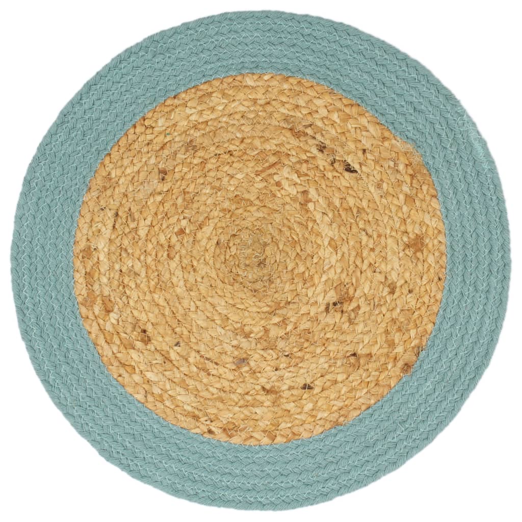 Vidaxl placemats 6 st 38 cm jute en katoen natuurlijk en groen