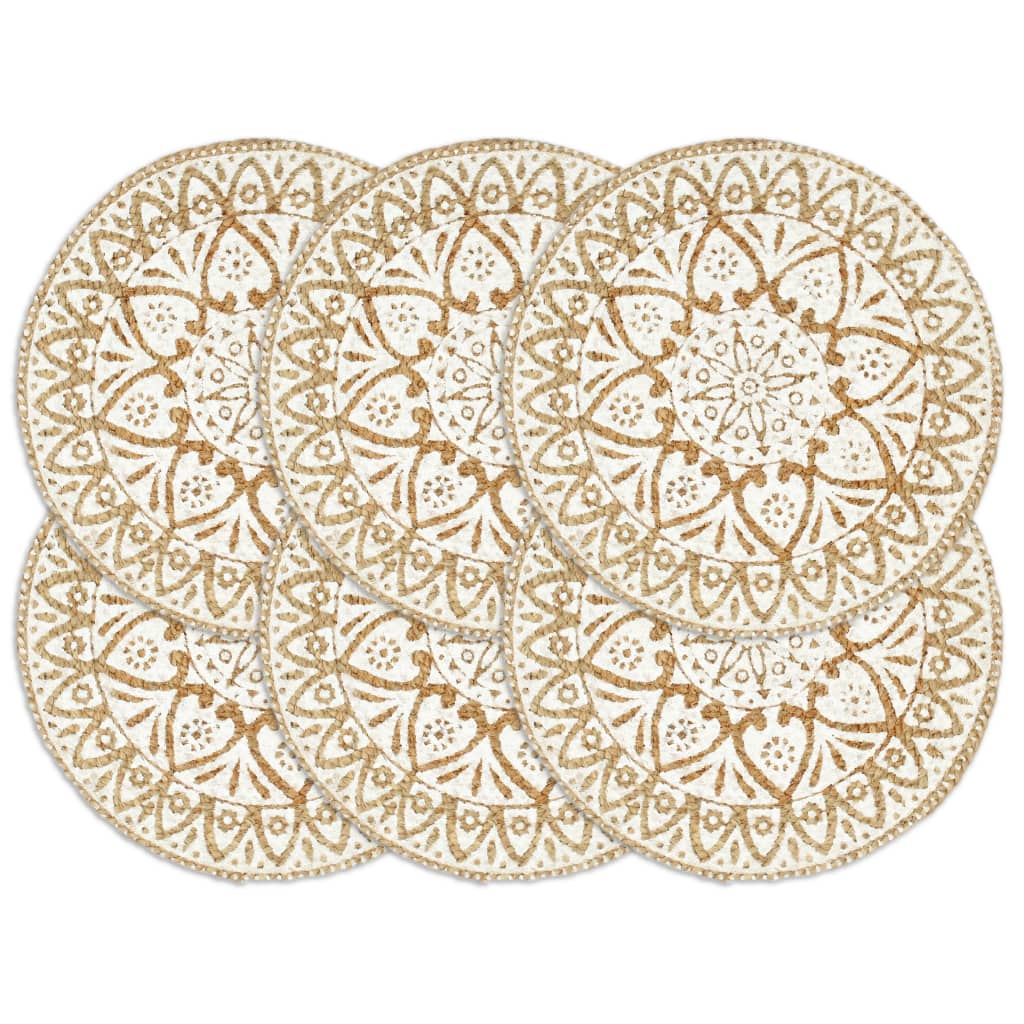 Vidaxl placemats 6 st rond 38 cm jute wit