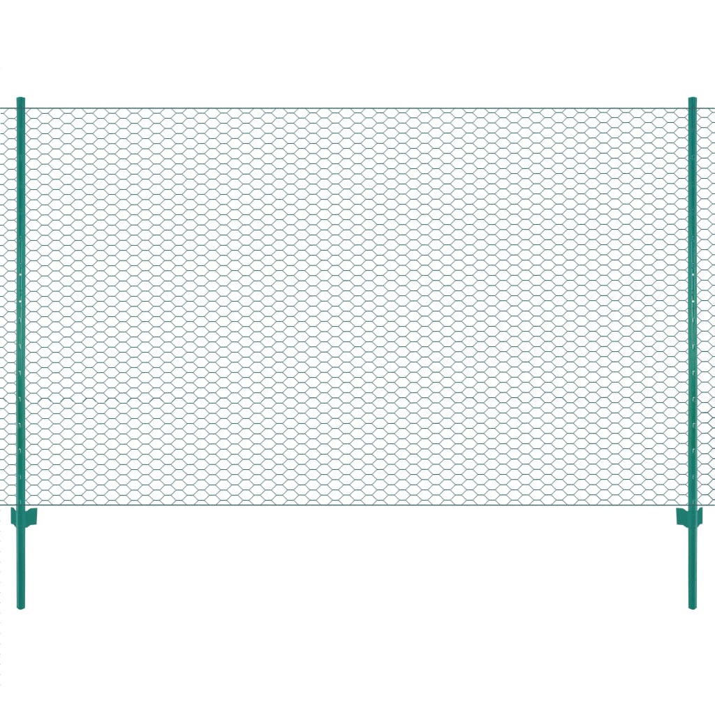 Vidaxl draadgaashek met palen 25x1,5 m staal groen