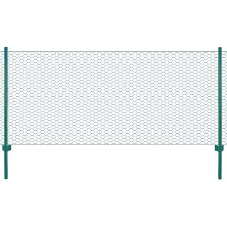 Vidaxl draadgaashek met palen 25x1 m staal groen
