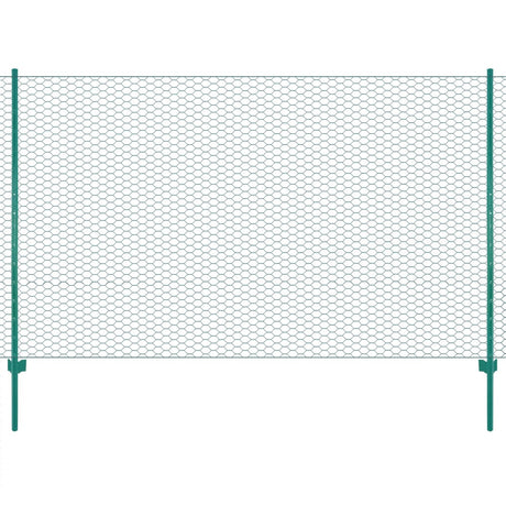 Vidaxl draadgaashek met palen 25x2 m staal groen