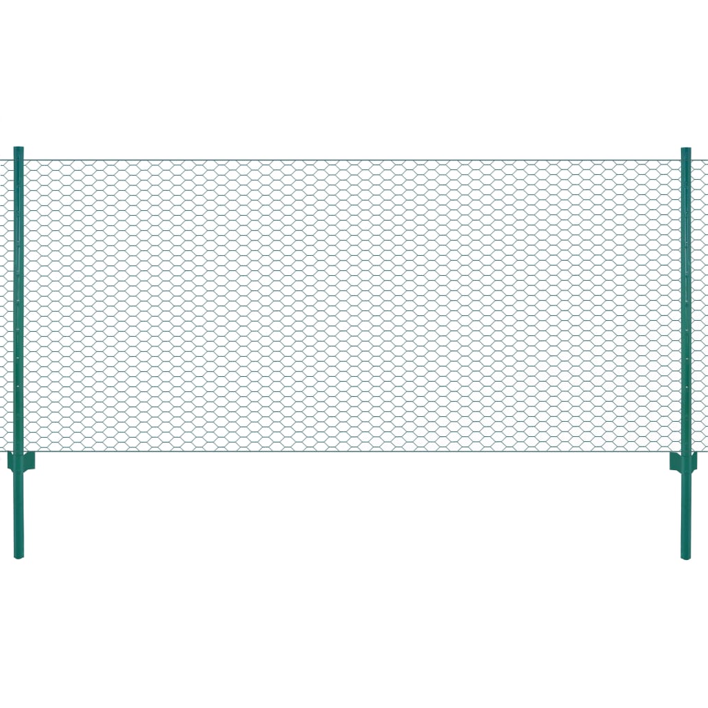 VidaXL Draadgaashek met palen 25x0,5 m staal groen