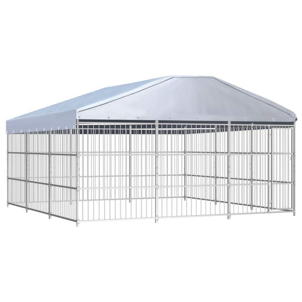 VidaXL Hondenkennel voor buiten met dak 450x450x200 cm