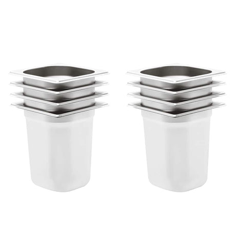 Vidaxl gastronormbakken 8 st gn 1 6 200 mm roestvrij staal