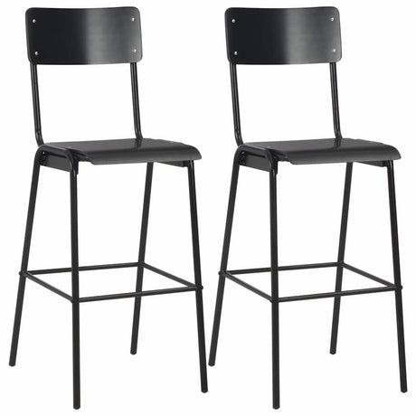 Vidaxl barstoelen 2 st massief multiplex staal zwart