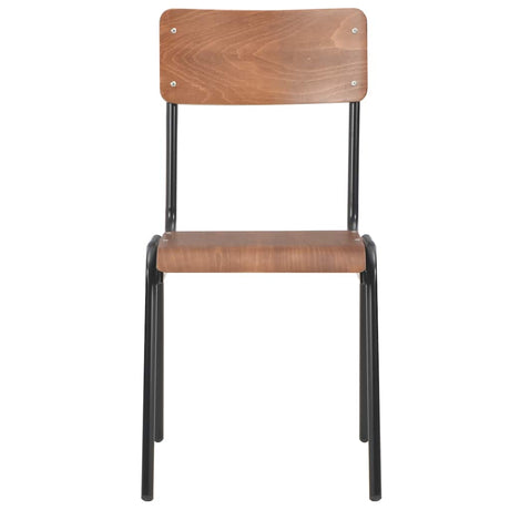 Vidaxl eetkamerstoelen 4 st massief multiplex staal bruin