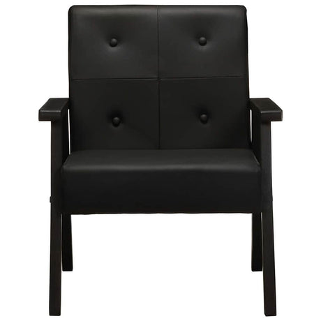 Vidaxl fauteuil echt leer zwart