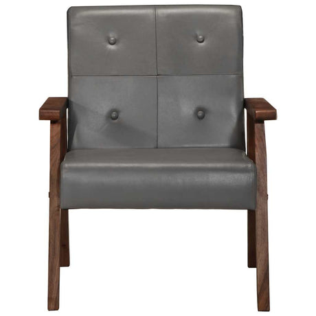 Vidaxl fauteuil echt leer grijs