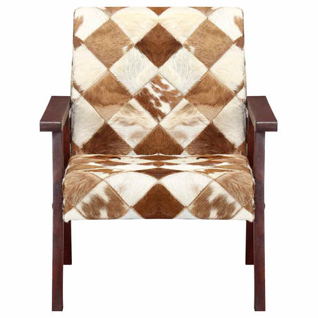 Vidaxl fauteuil echt geitenleer wit en bruin