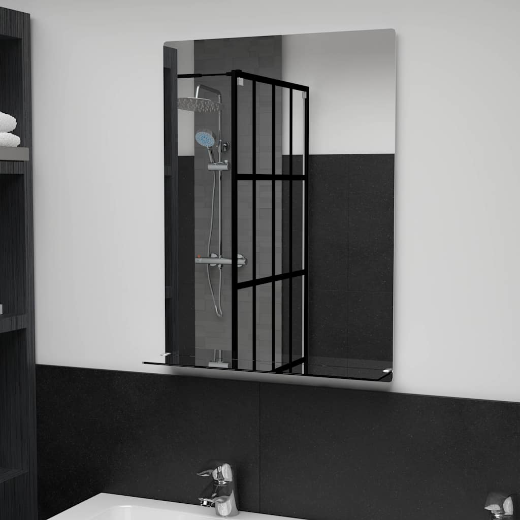 Vidaxl wandspiegel met schap 50x70 cm gehard glas
