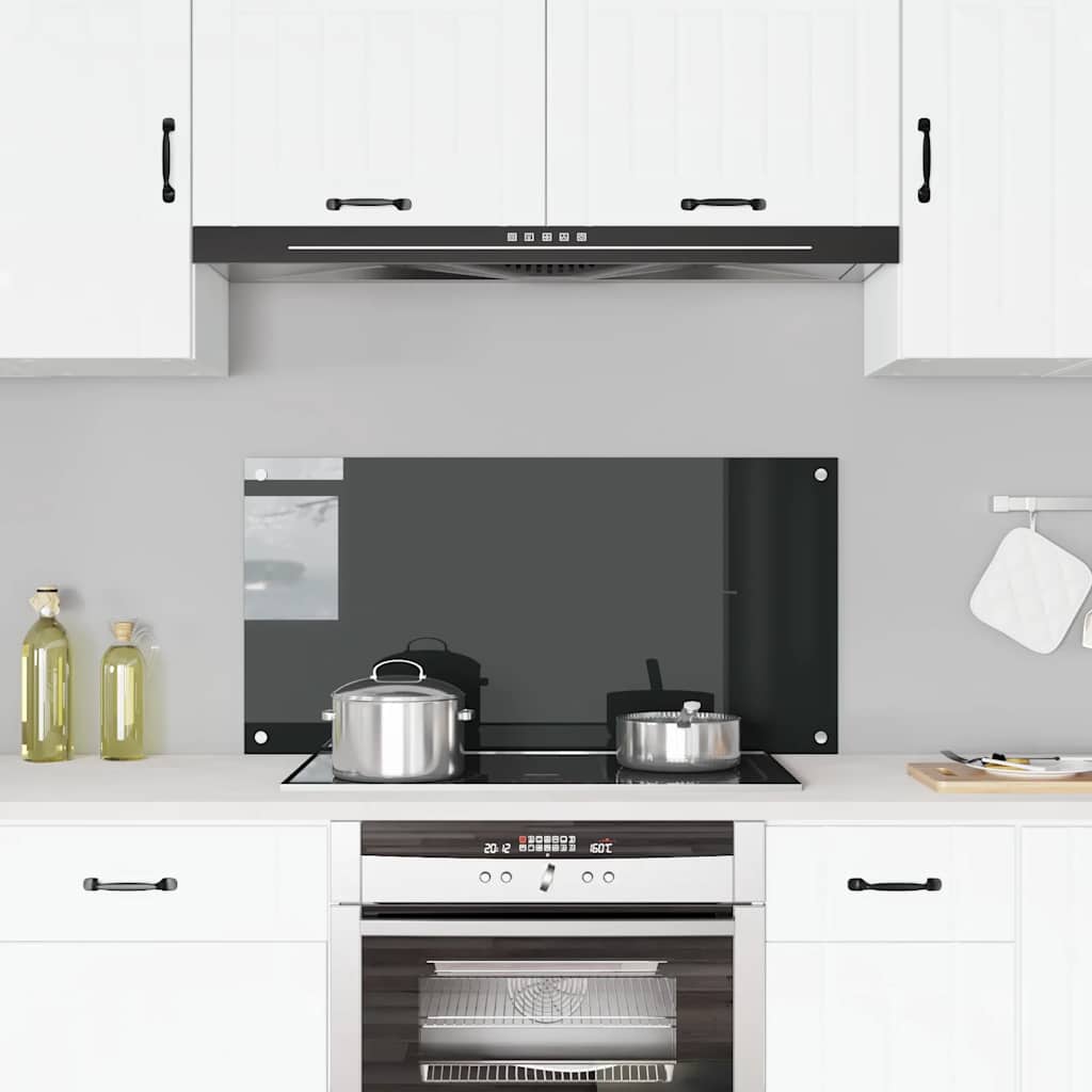 Vidaxl spatscherm keuken 100x50 cm gehard glas zwart