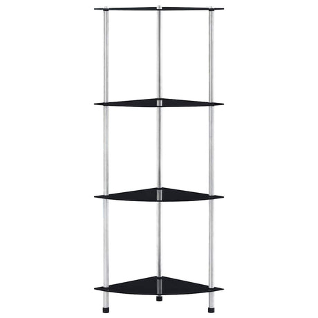 Vidaxl kastje 4-laags 30x30x100 cm gehard glas zwart