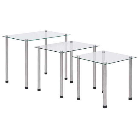 Vidaxl 3-delige tafeltjesset gehard glas transparant