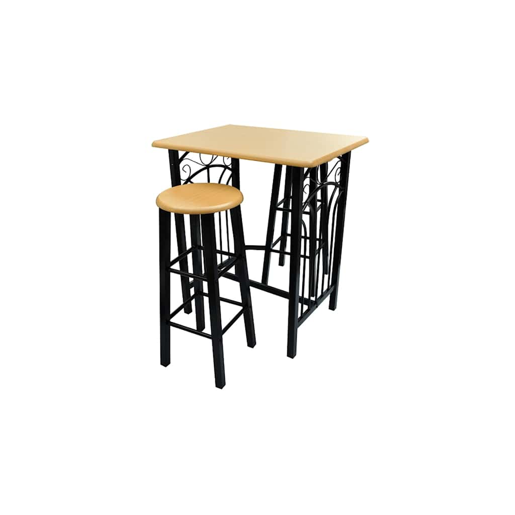 Vidaxl eetset hout met zwart staal tan