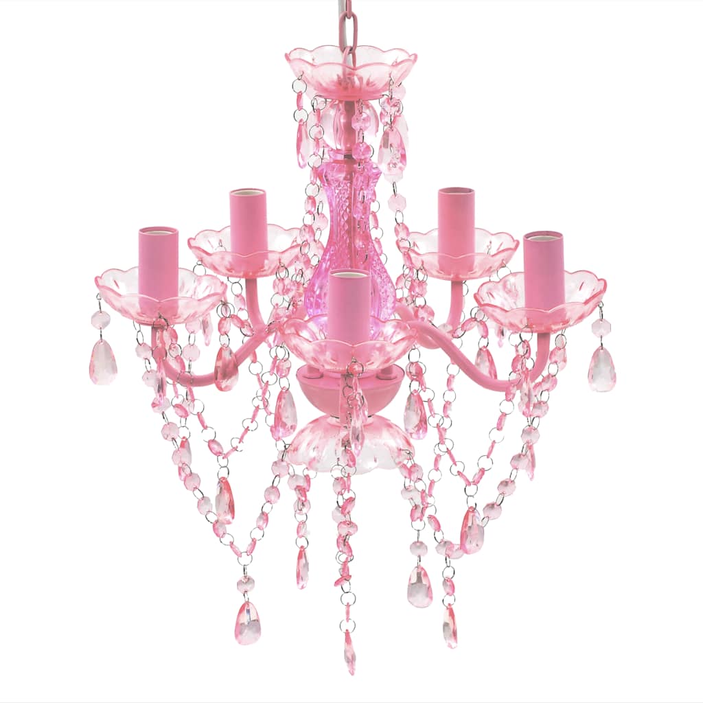 Vidaxl kristallen licht met 5 gloeilampen rosa